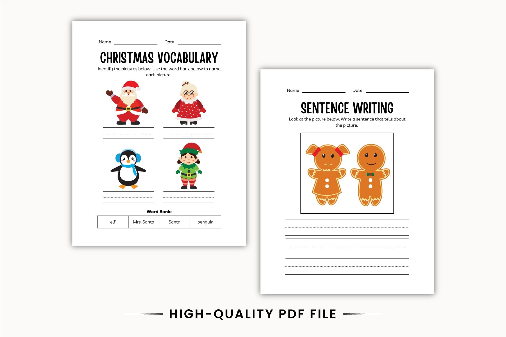 Kindergarten Christmas Math Activity Workbook