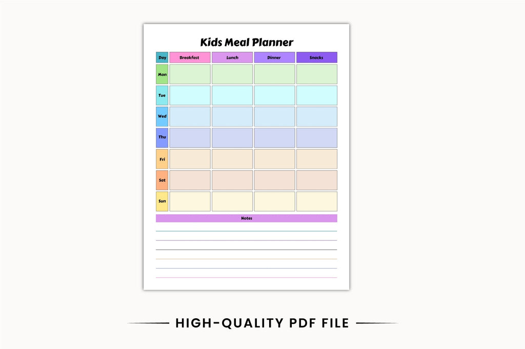 Family Kids Meal Planner