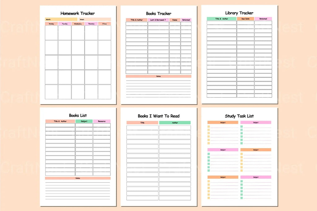 ADHD Printable Planner assignment tracker and study planner