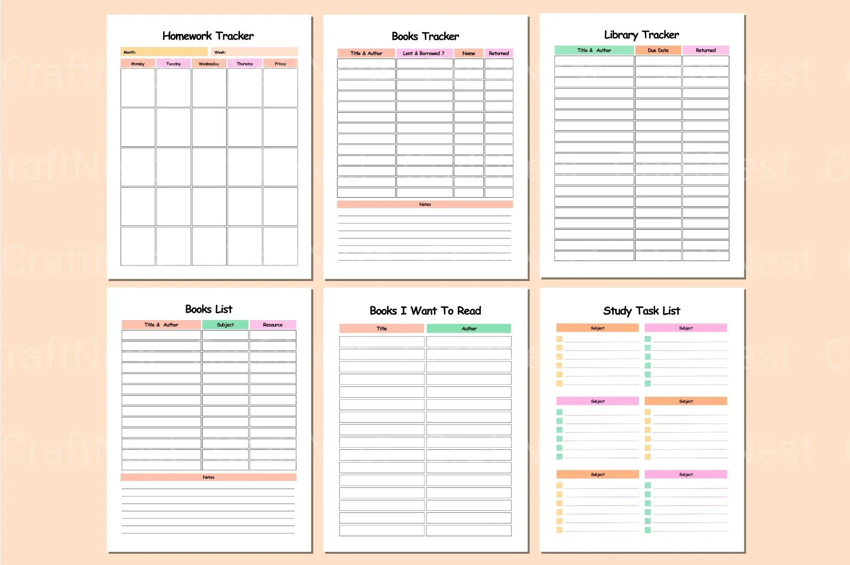 ADHD Printable Planner assignment tracker and study planner