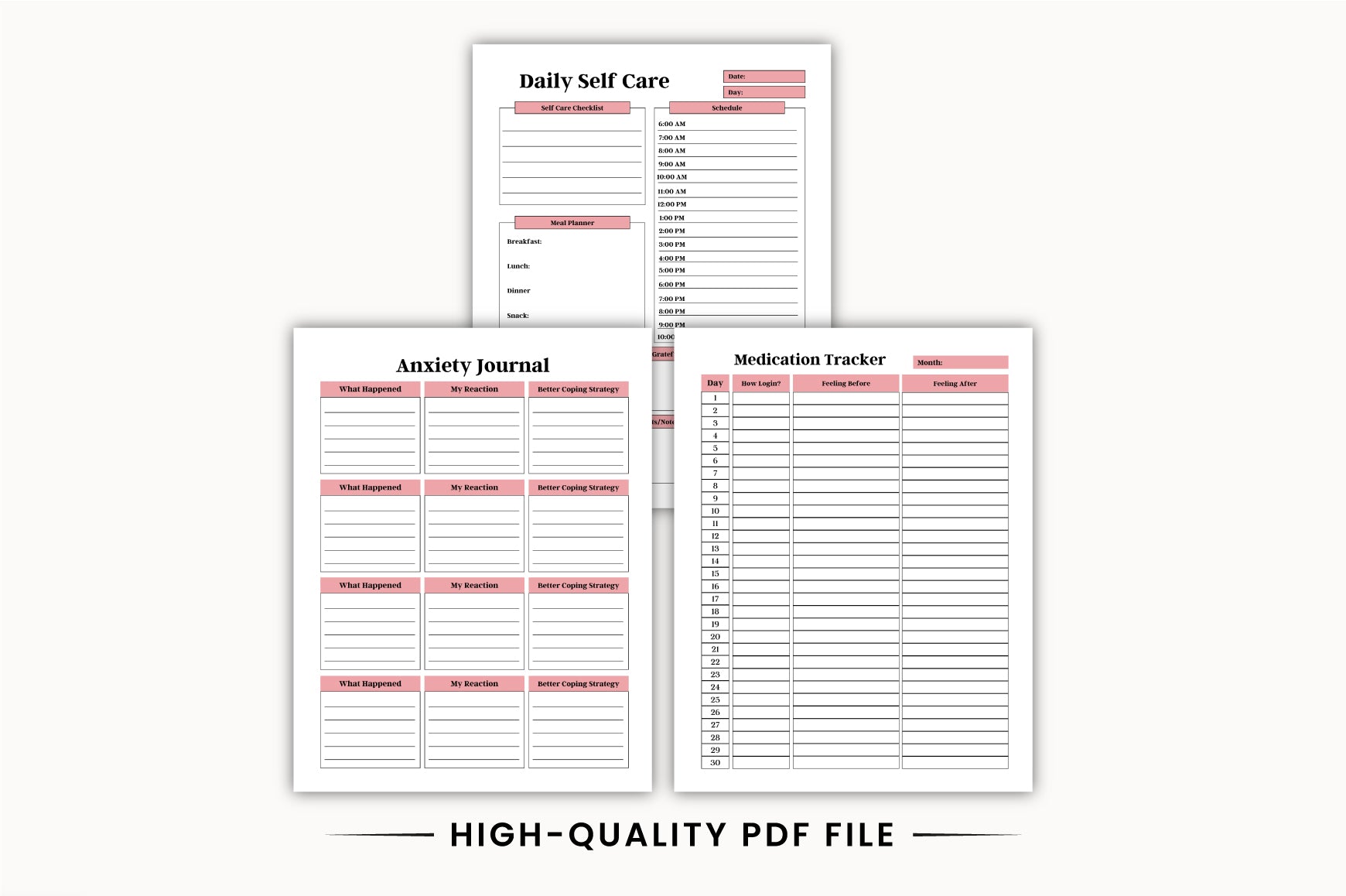 Self Care Mental Wellness Planner