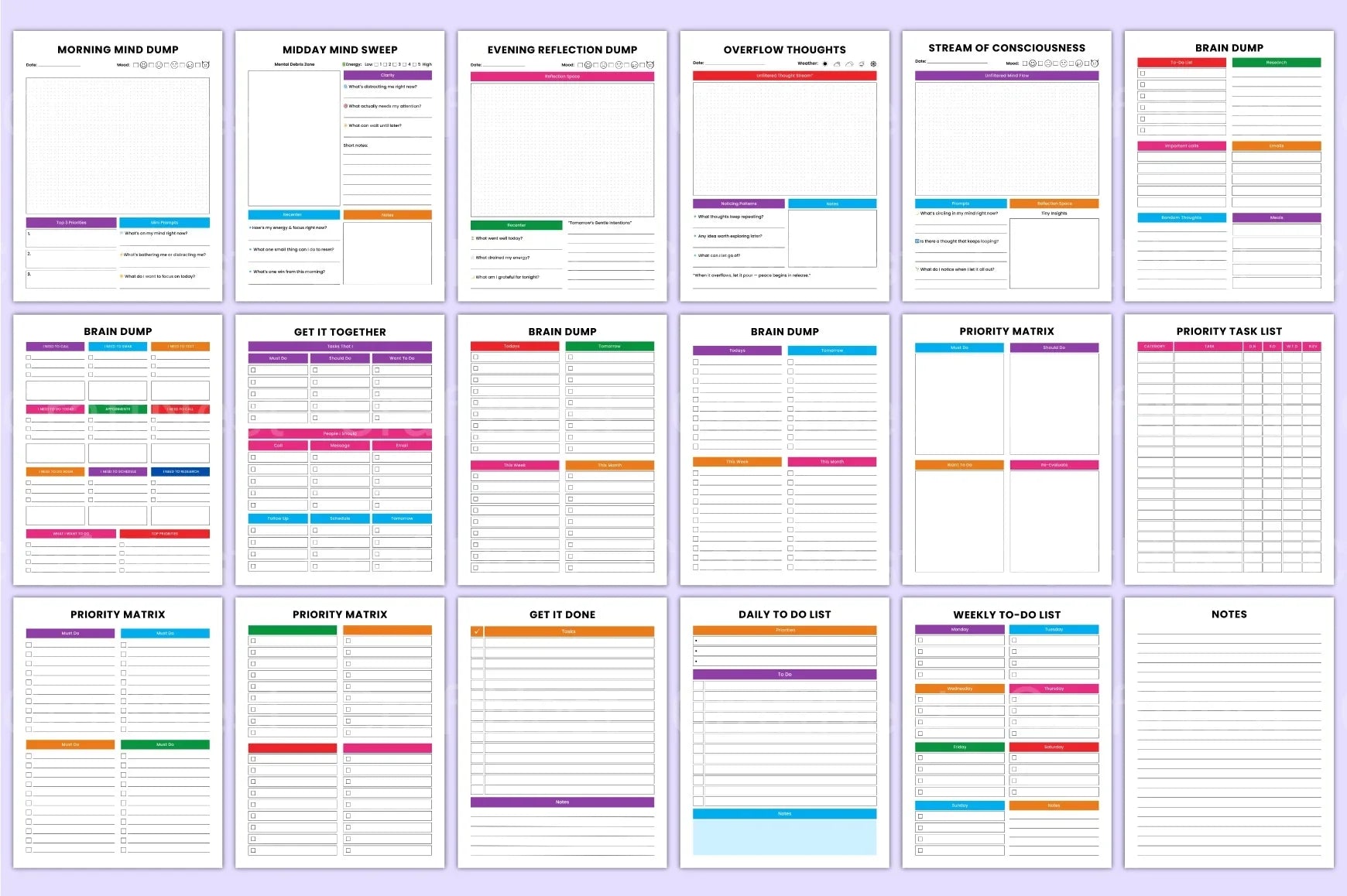 Ultimate ADHD Life Organizer weekly planning and organization templates