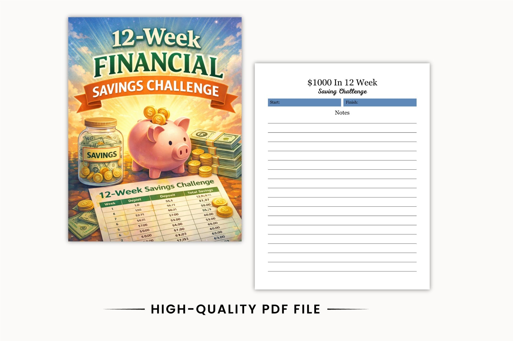 Week Financial Savings Challenge Planner