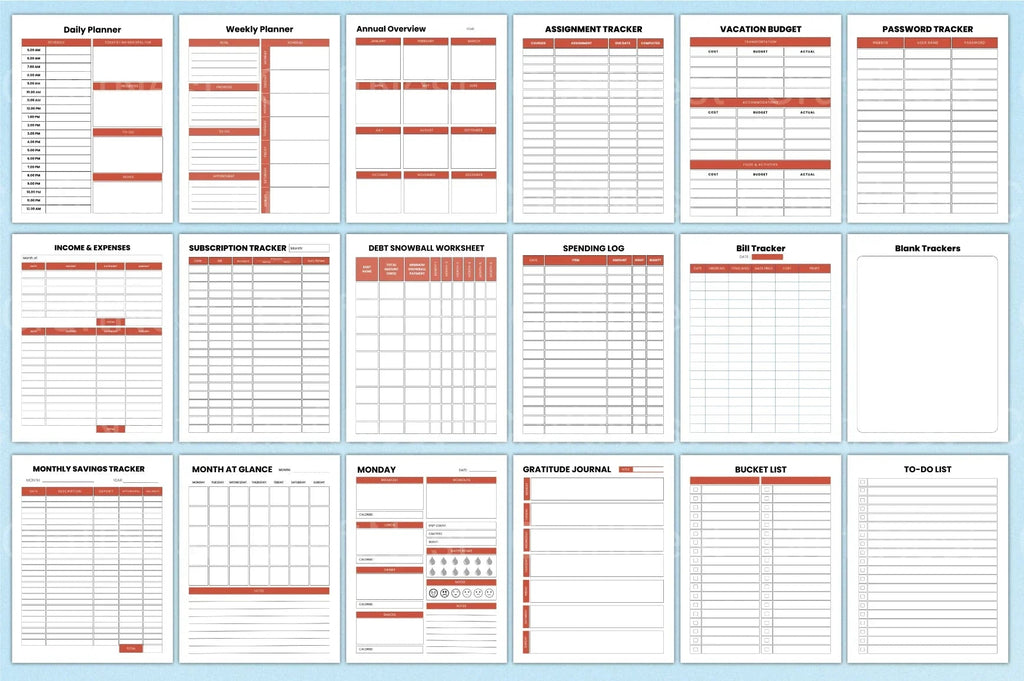ADHD Printable Planner weekly organization and goal setting worksheets