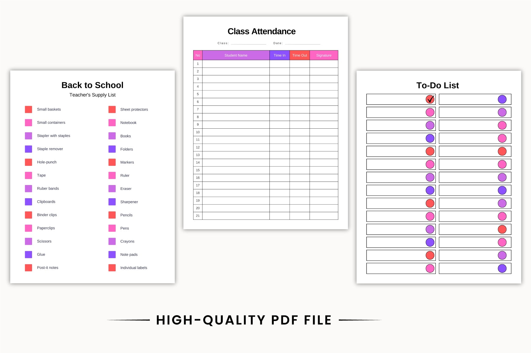 Back to School Academic Planner