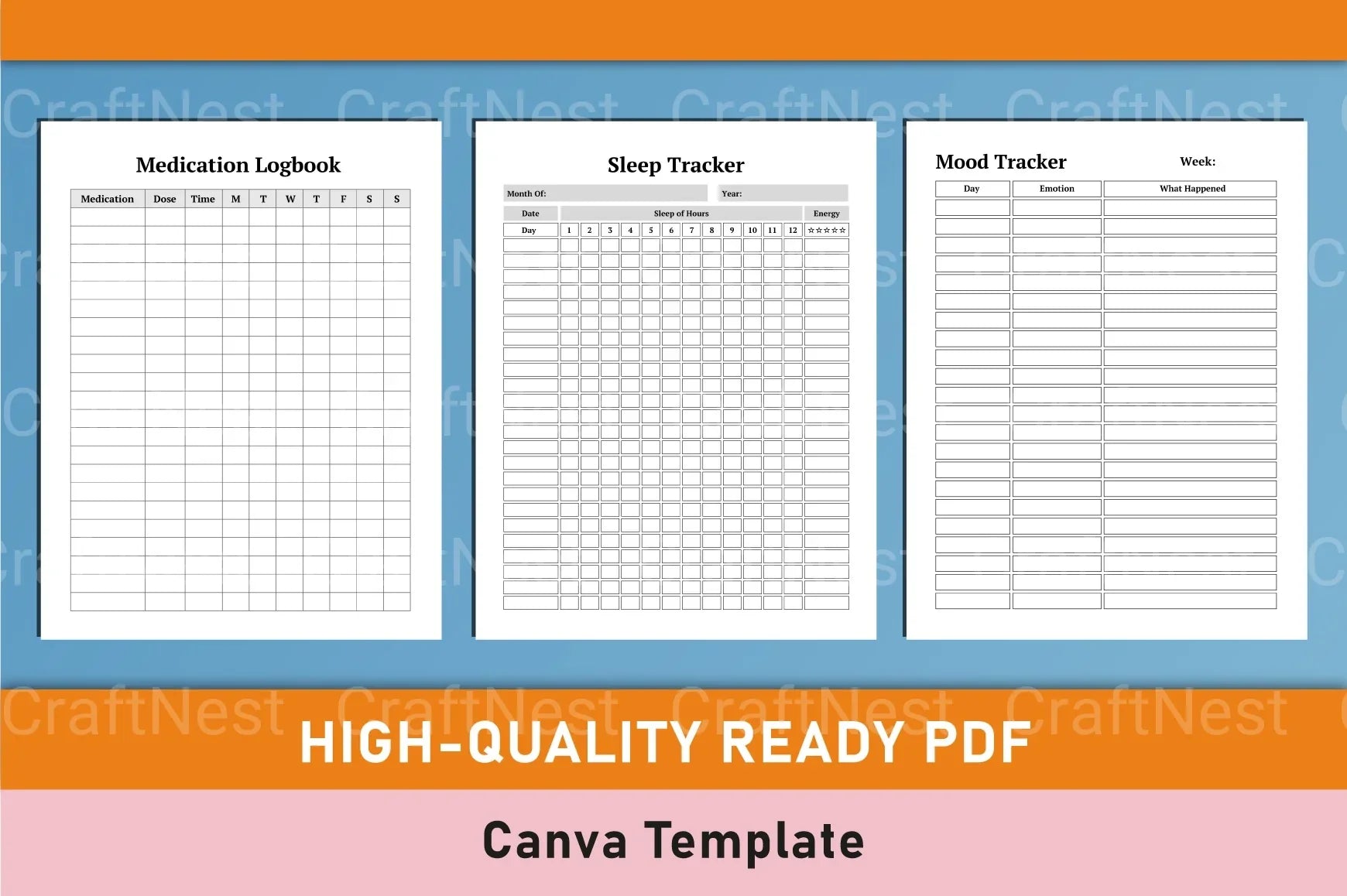 ADHD Printable Planner productivity worksheet Canva design for organization