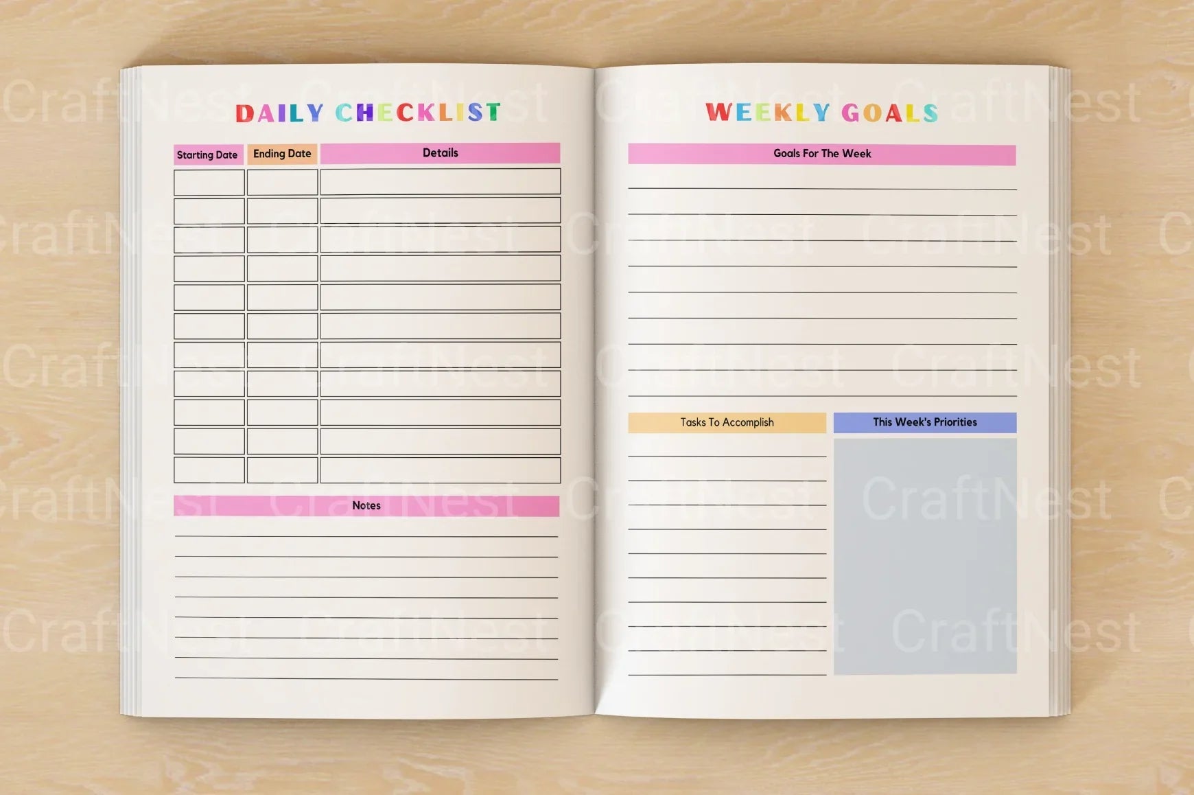 ADHD Printable Planner weekly schedule and focus improvement worksheets