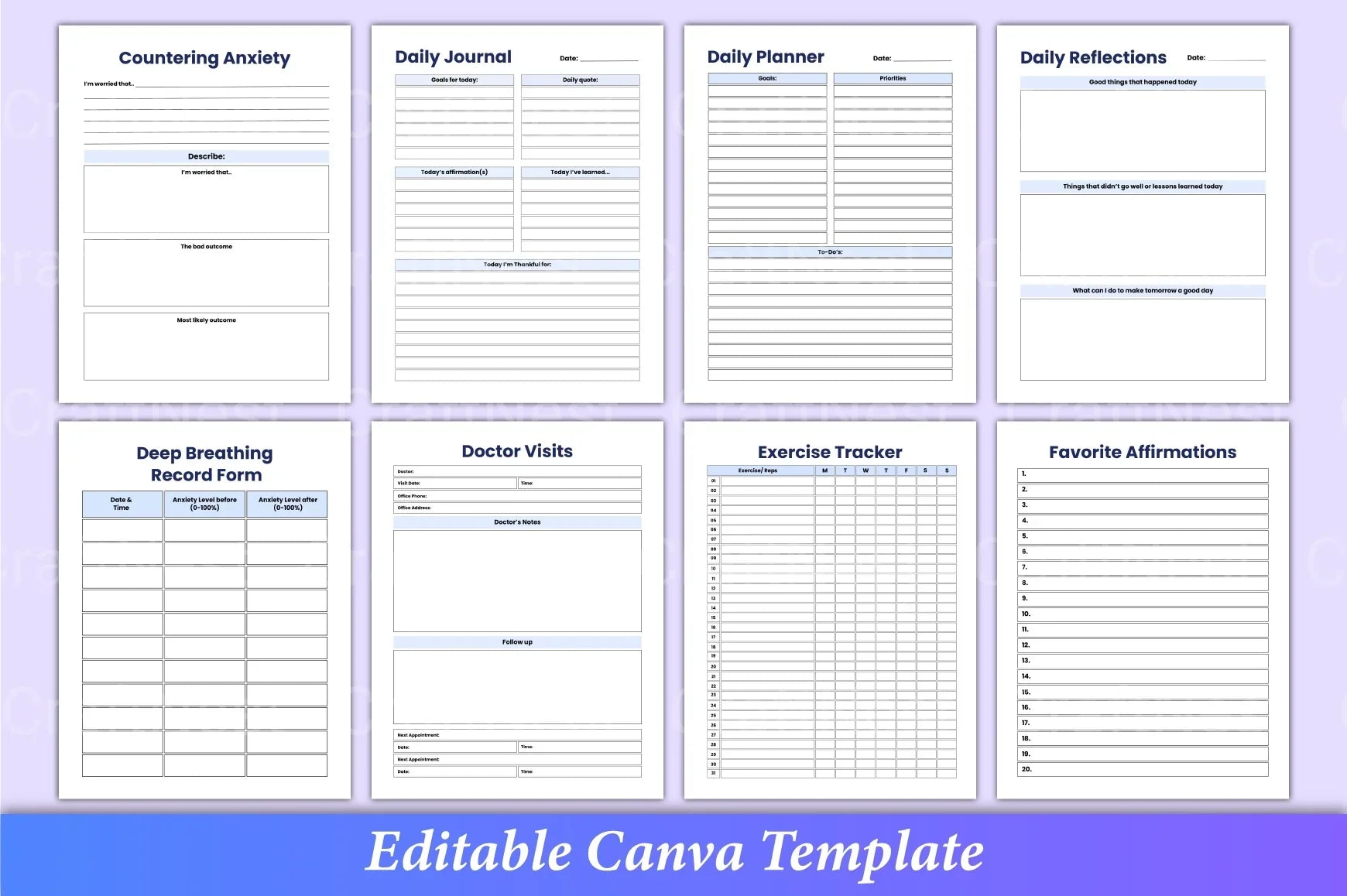 Printable ADHD mental health guide with stress management and self-care planning tools