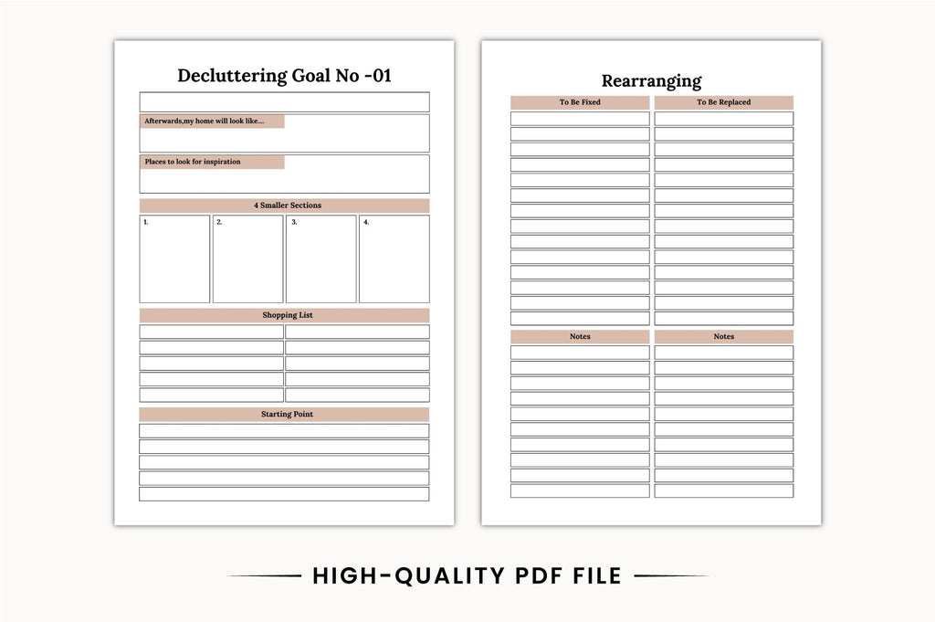 Home Decluttering Planner