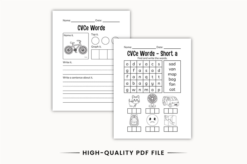 Kindergarten Long Vowel CVCe Workbook