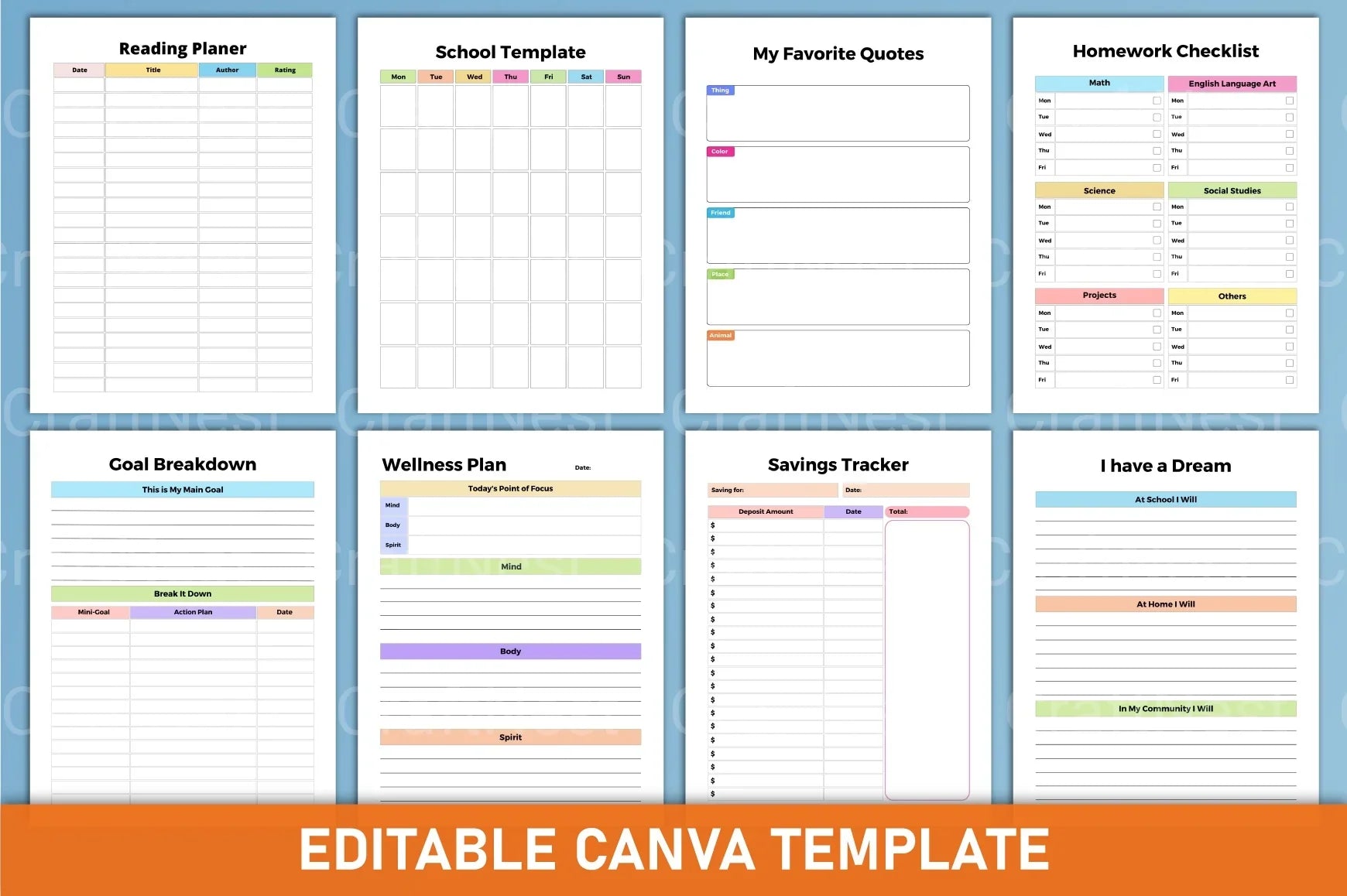ADHD Printable Planner goal setting and productivity workbook