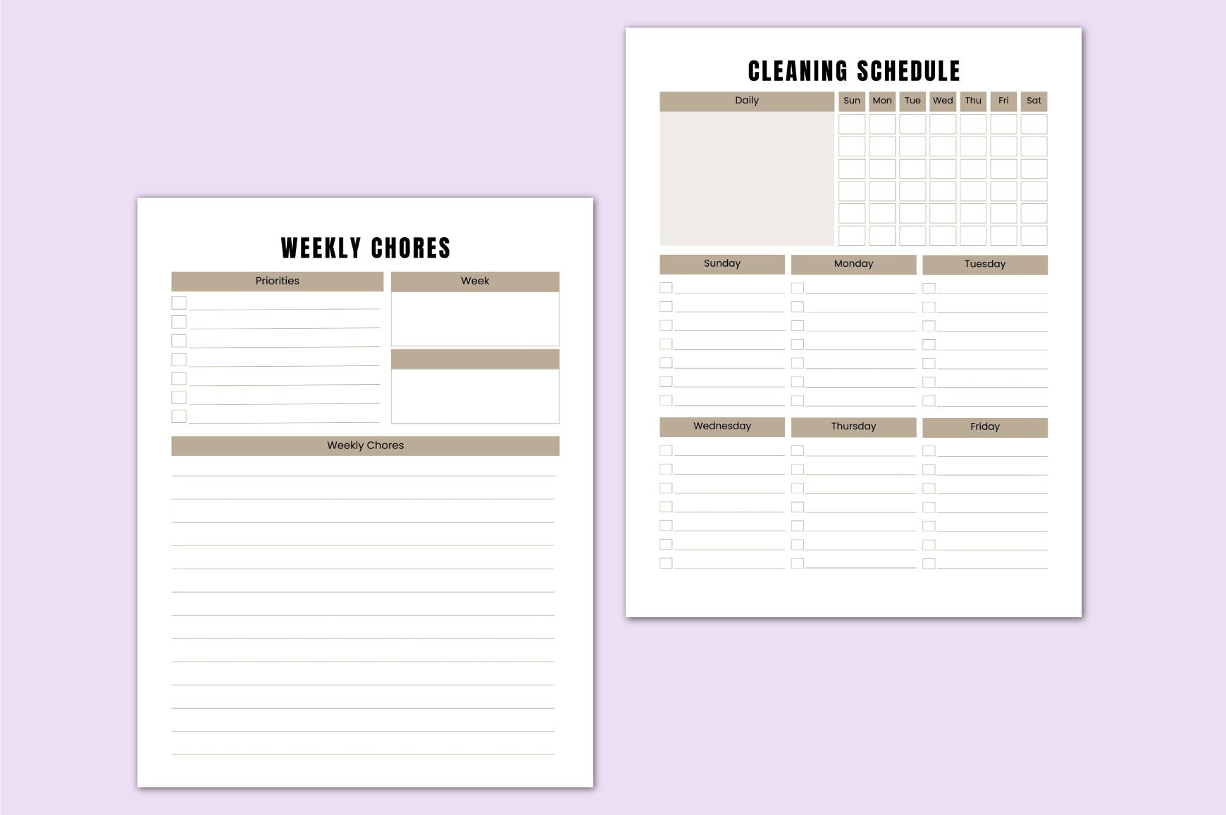 ADHD Home Cleaning Workbook with printable home organization pages
