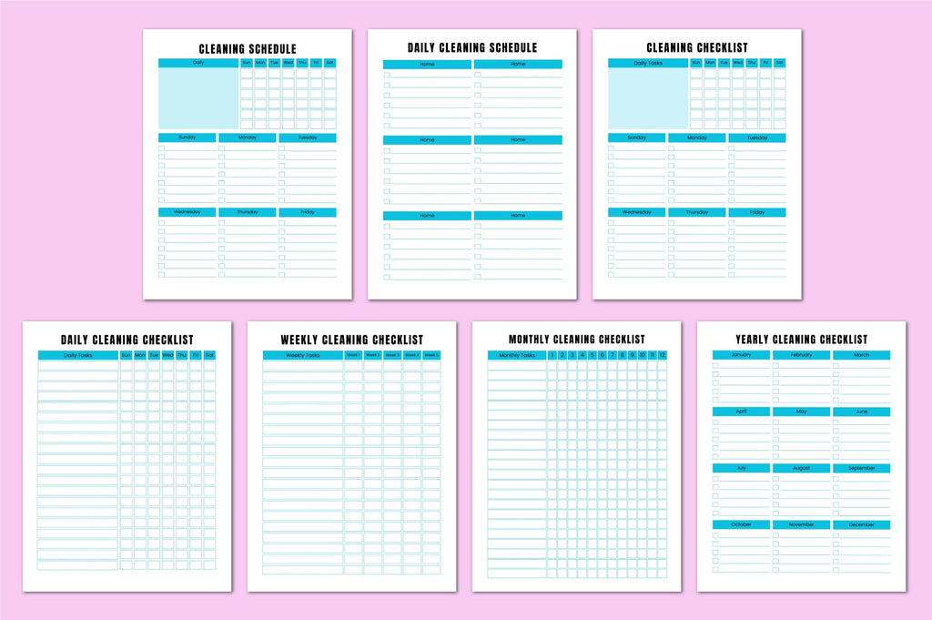 ADHD Cleaning Workbook with task planner and home organization pages
