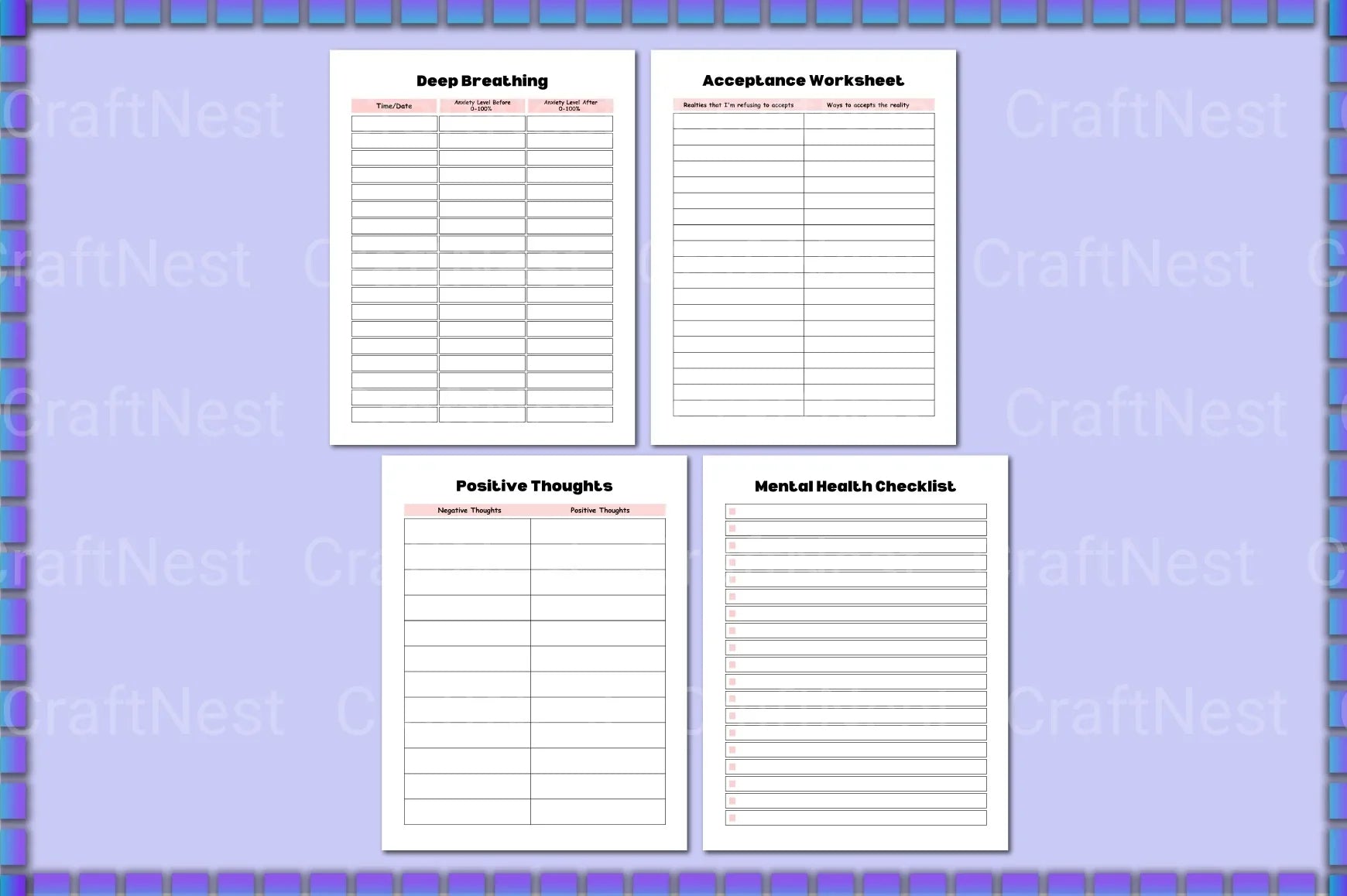 ADHD Mental Health Planner for Improved Focus complete printable planner preview