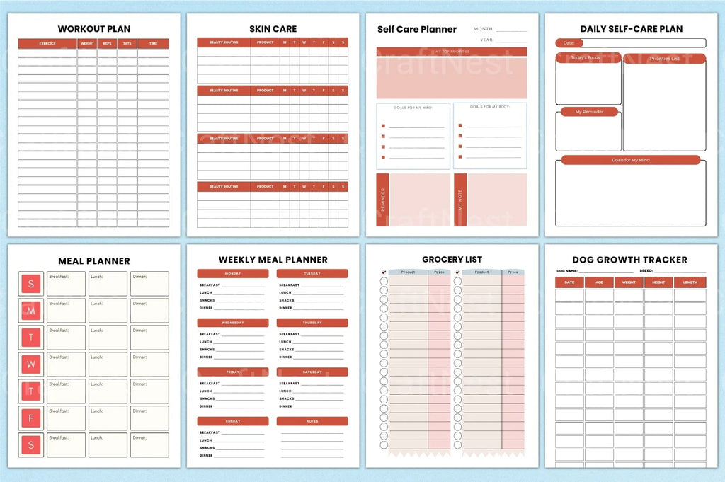 ADHD Printable Planner habit tracker and focus improvement worksheets