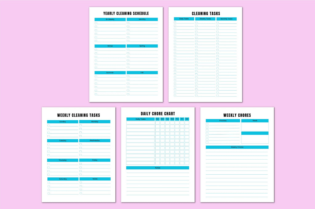 ADHD Cleaning Workbook featuring home reset and decluttering worksheets