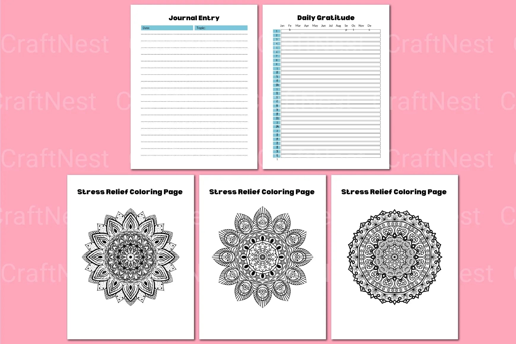 ADHD Printable Planner weekly review page for progress and focus tracking