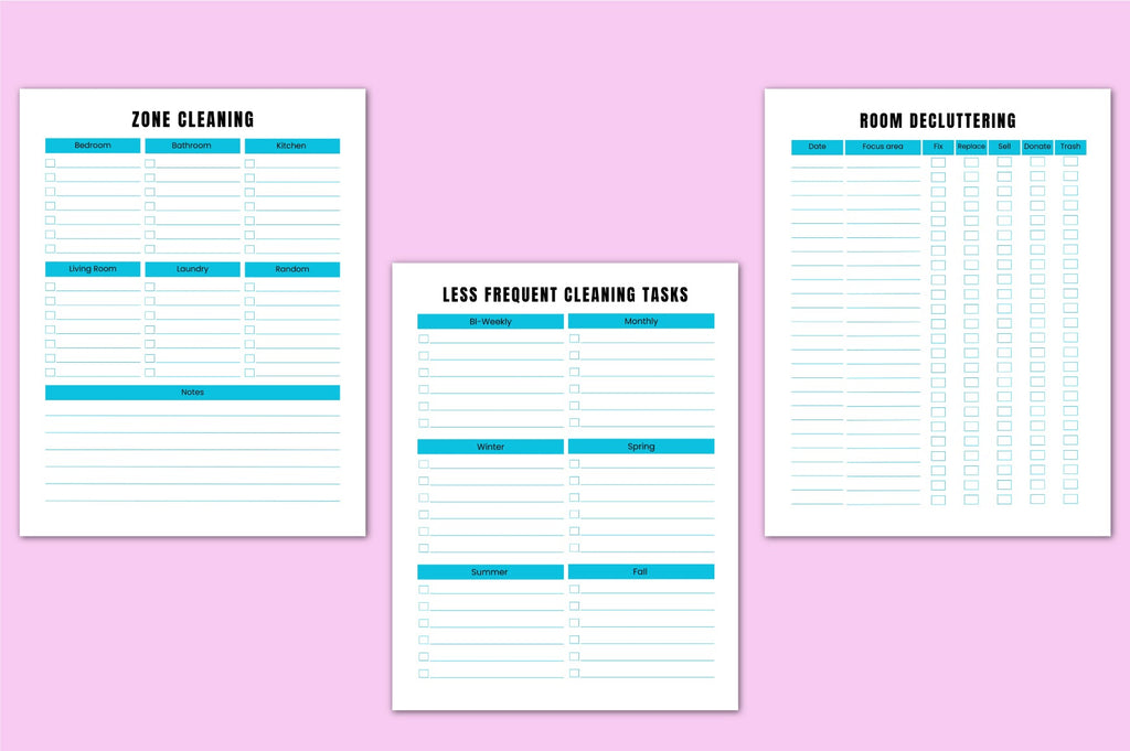 ADHD Cleaning Workbook with printable cleaning and organization pages