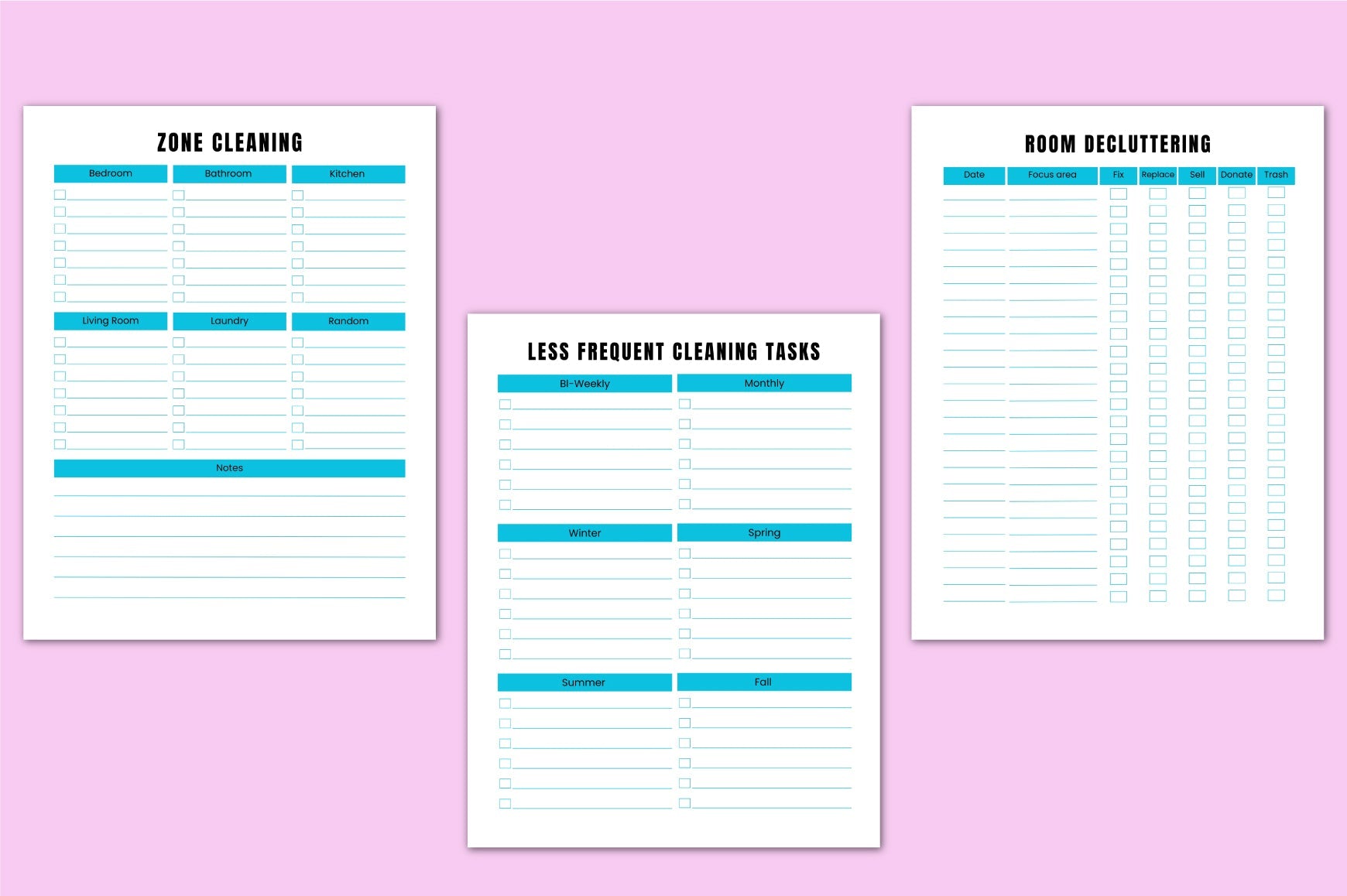 ADHD Cleaning Workbook with printable cleaning and organization pages