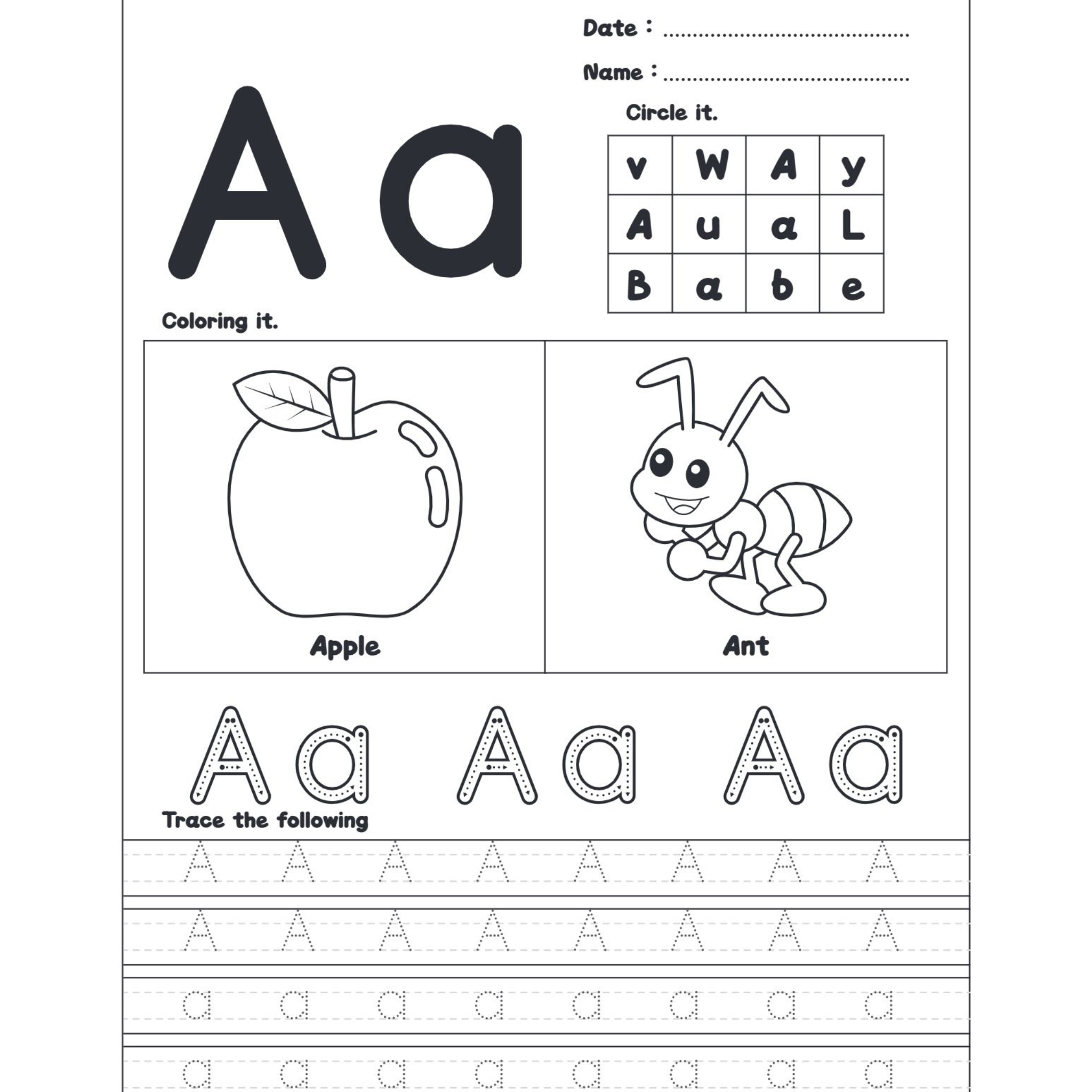 Alphabet Worksheet Trace Find Color