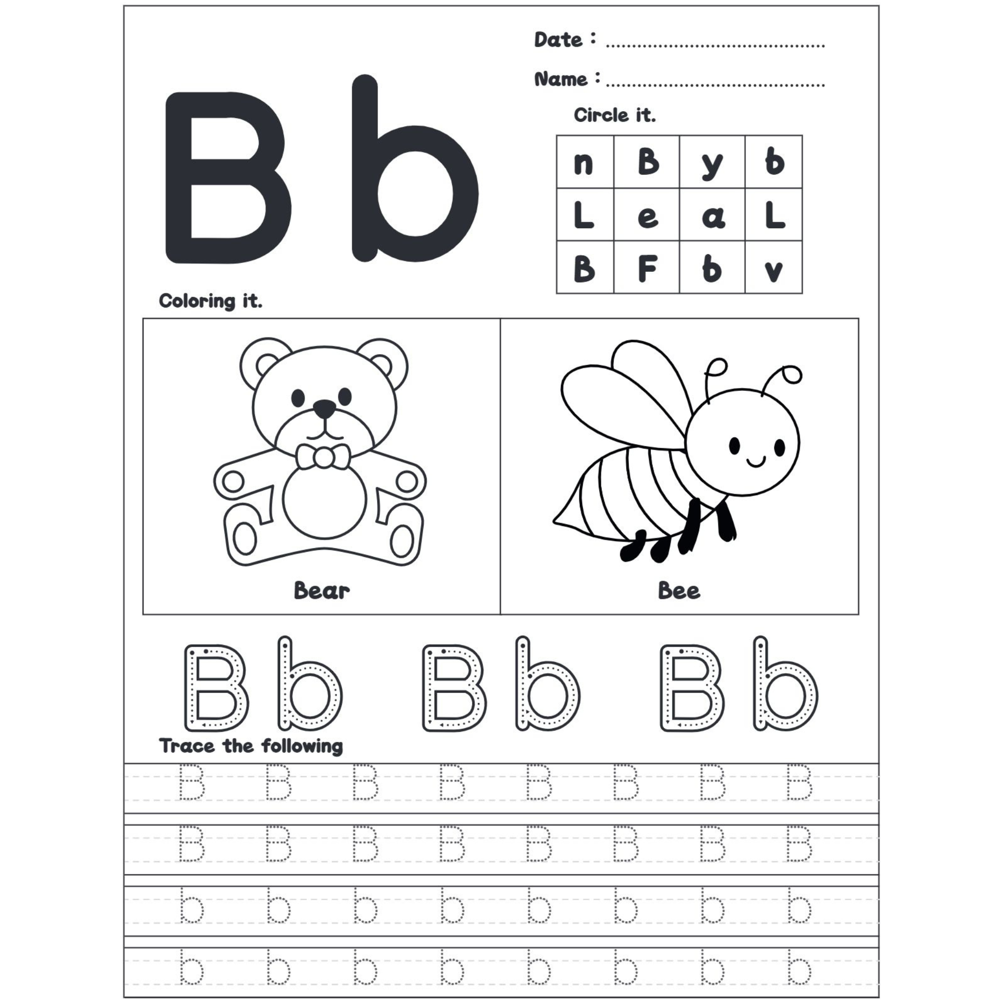 Alphabet Worksheet Trace Find Color