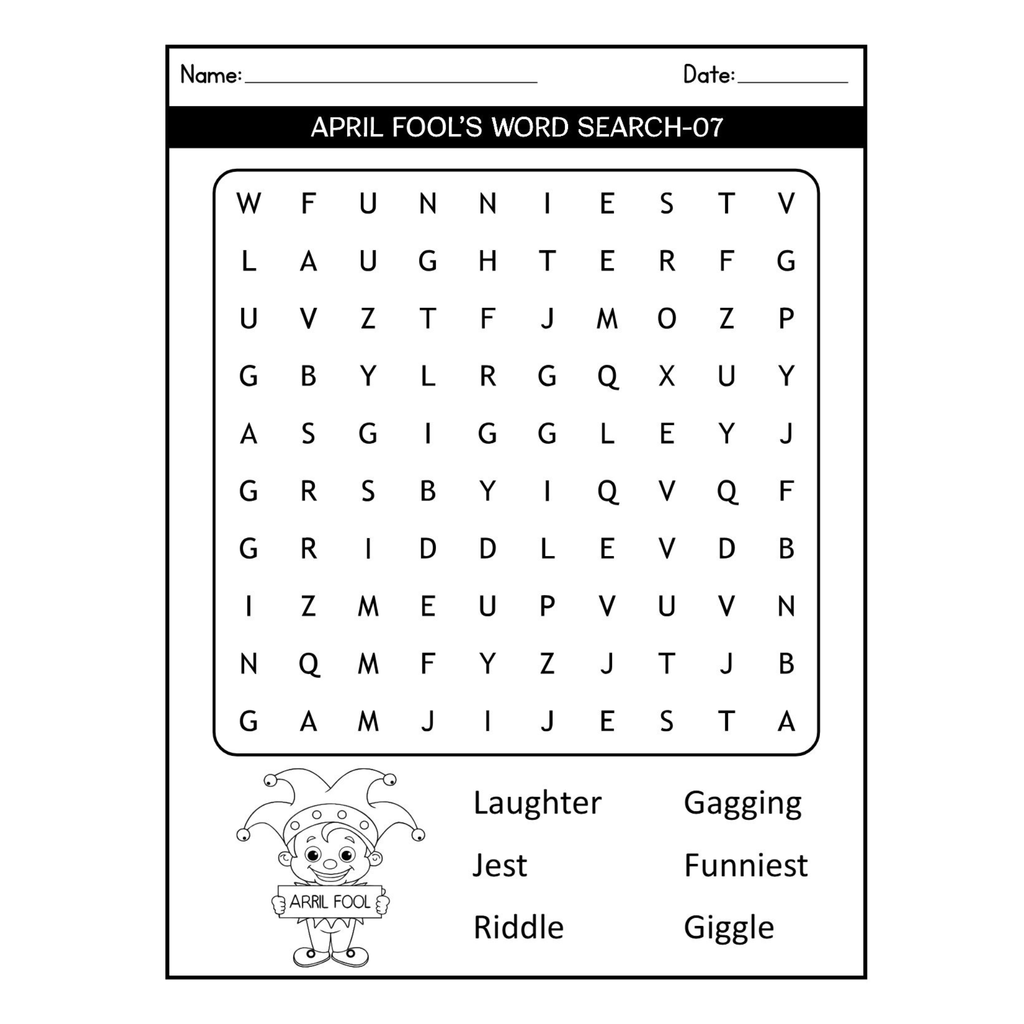 April Fools' Word Search Puzzles for Kids