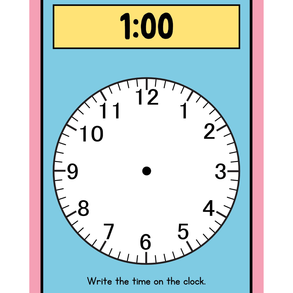 Colorful Write and Wipe Clock Worksheets