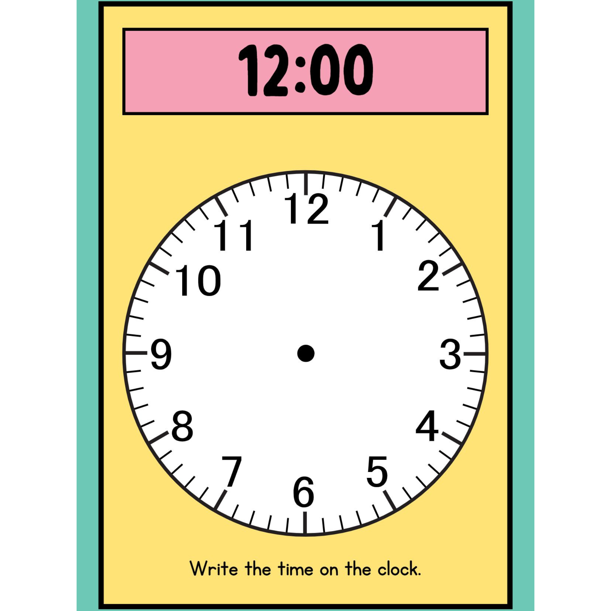 Colorful Write and Wipe Clock Worksheets
