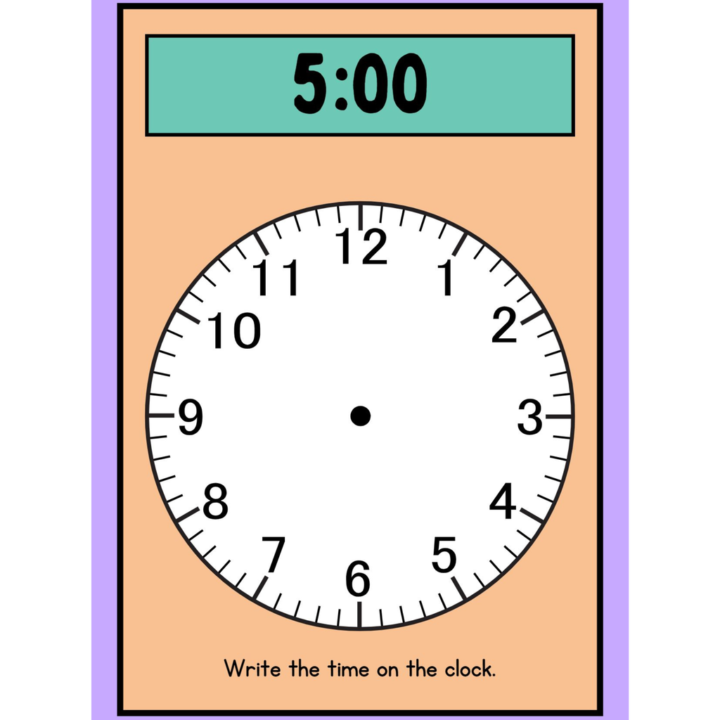 Colorful Write and Wipe Clock Worksheets