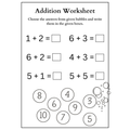 Addition Choose the Answer Worksheets