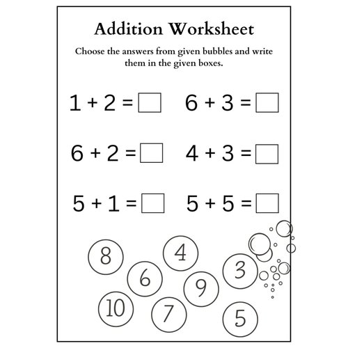 Addition Choose the Answer Worksheets