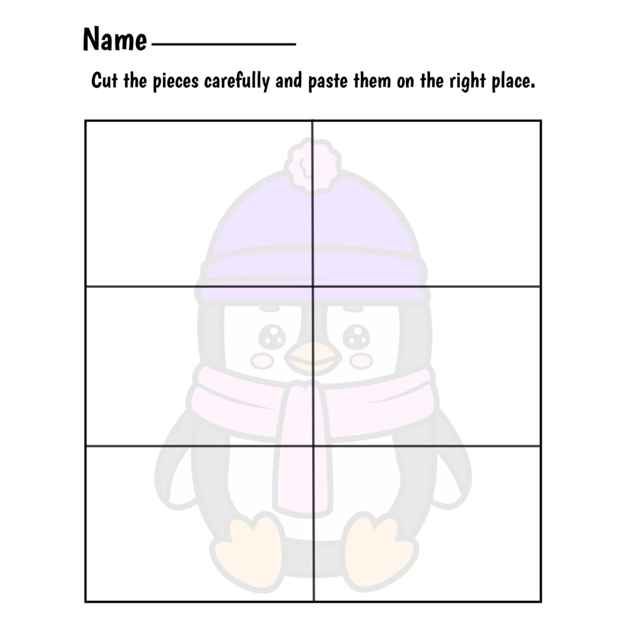 Winter Fine Motor Puzzles Cut and Paste Activities