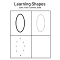 Learning Shapes Trace Connect Draw Worksheets