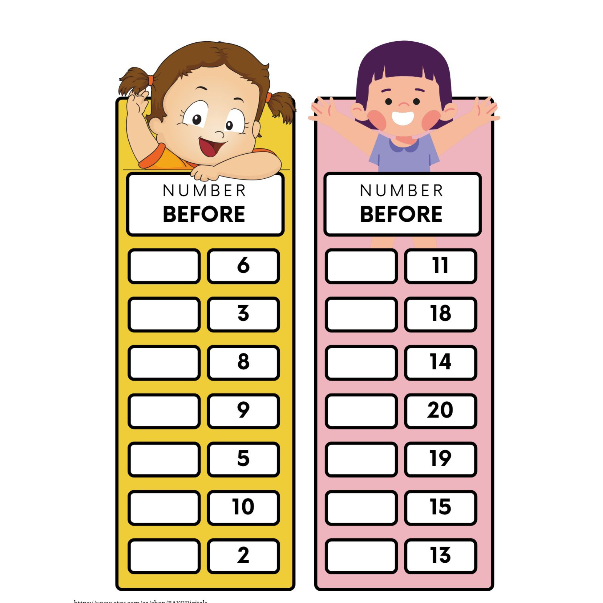 Before and After Number Worksheets
