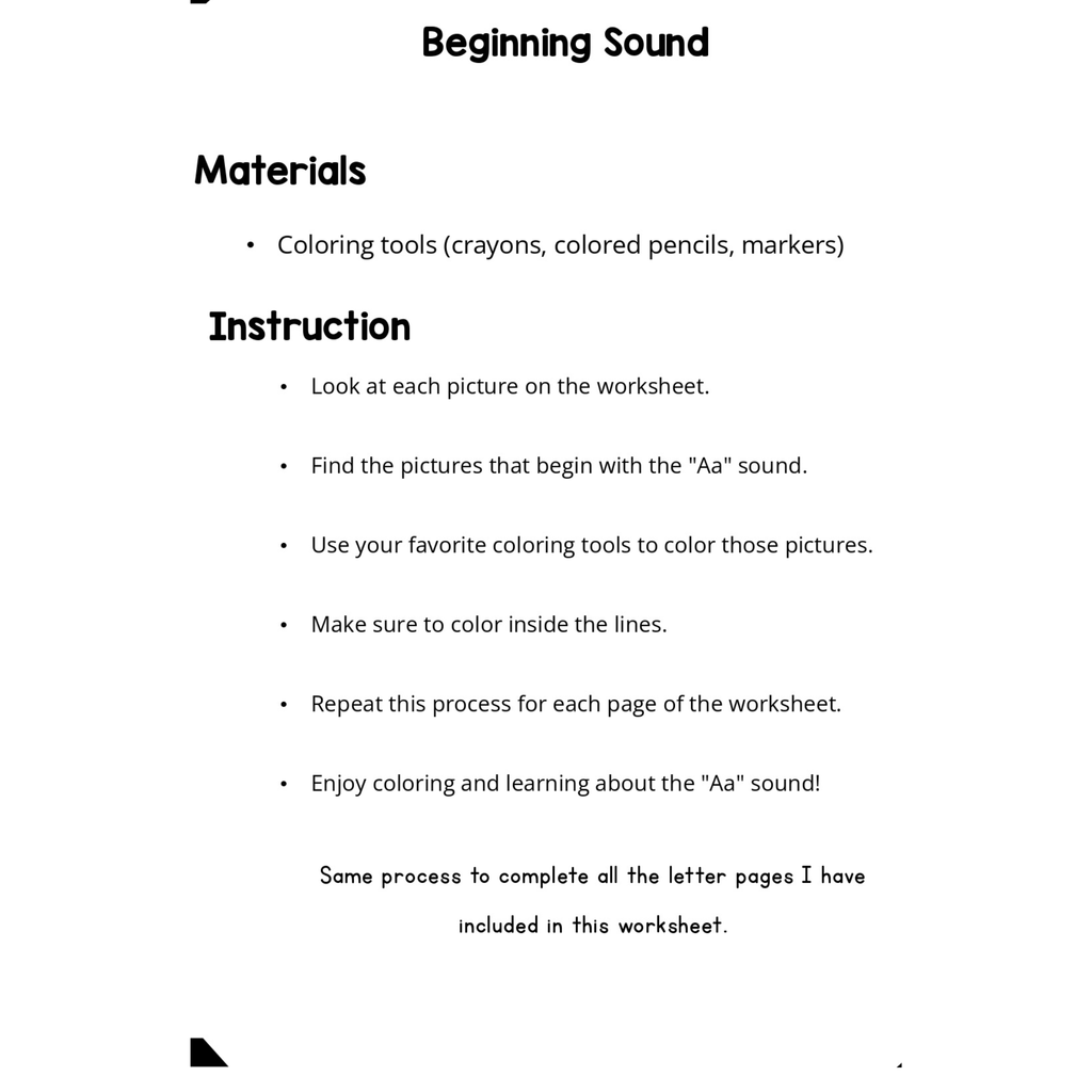 Beginning Sounds Alphabet Coloring Worksheets