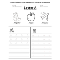 Alphabet Writing and Coloring Worksheets a to Z