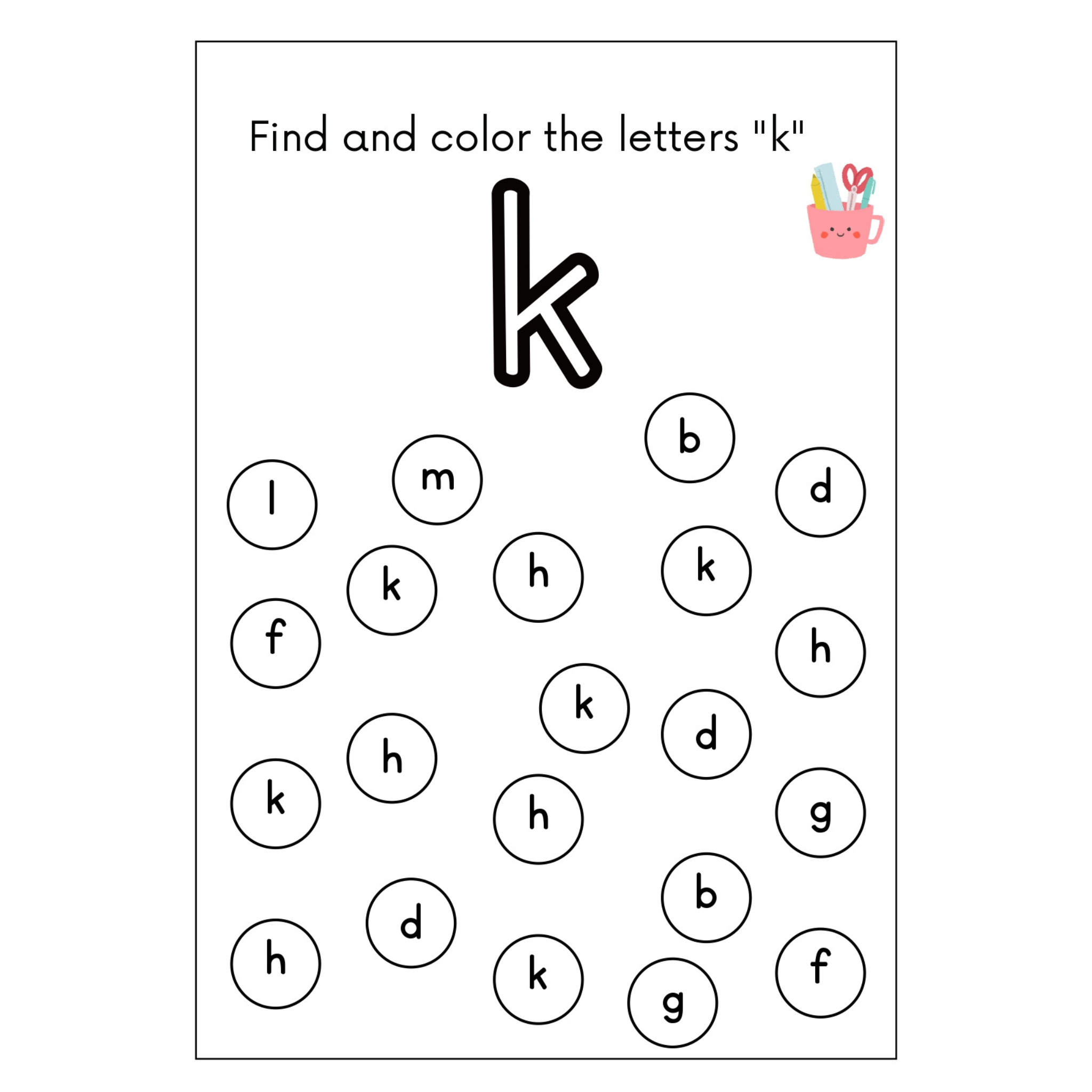 Lowercase Letter Recognition Coloring Practice
