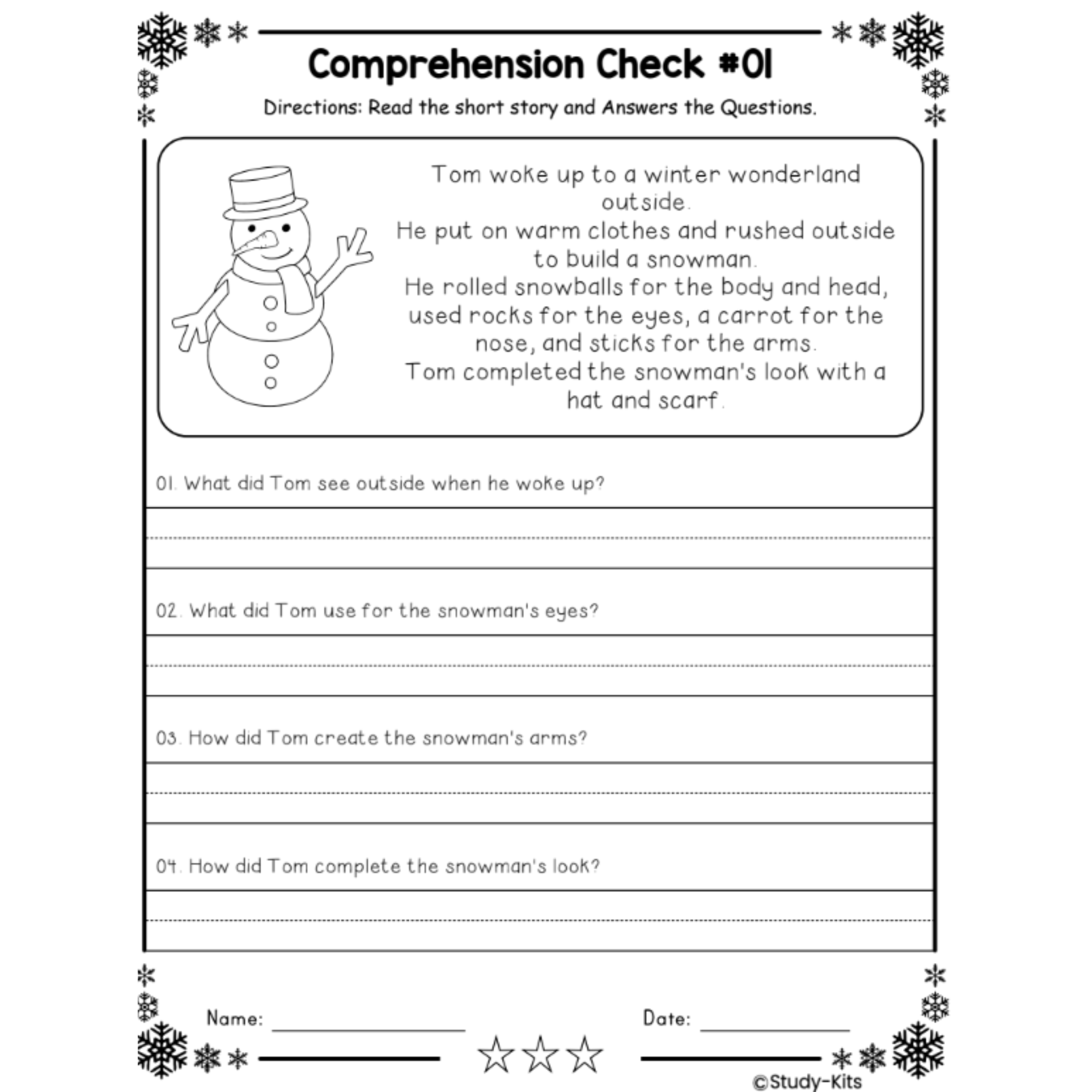 December Reading Comprehension Checks