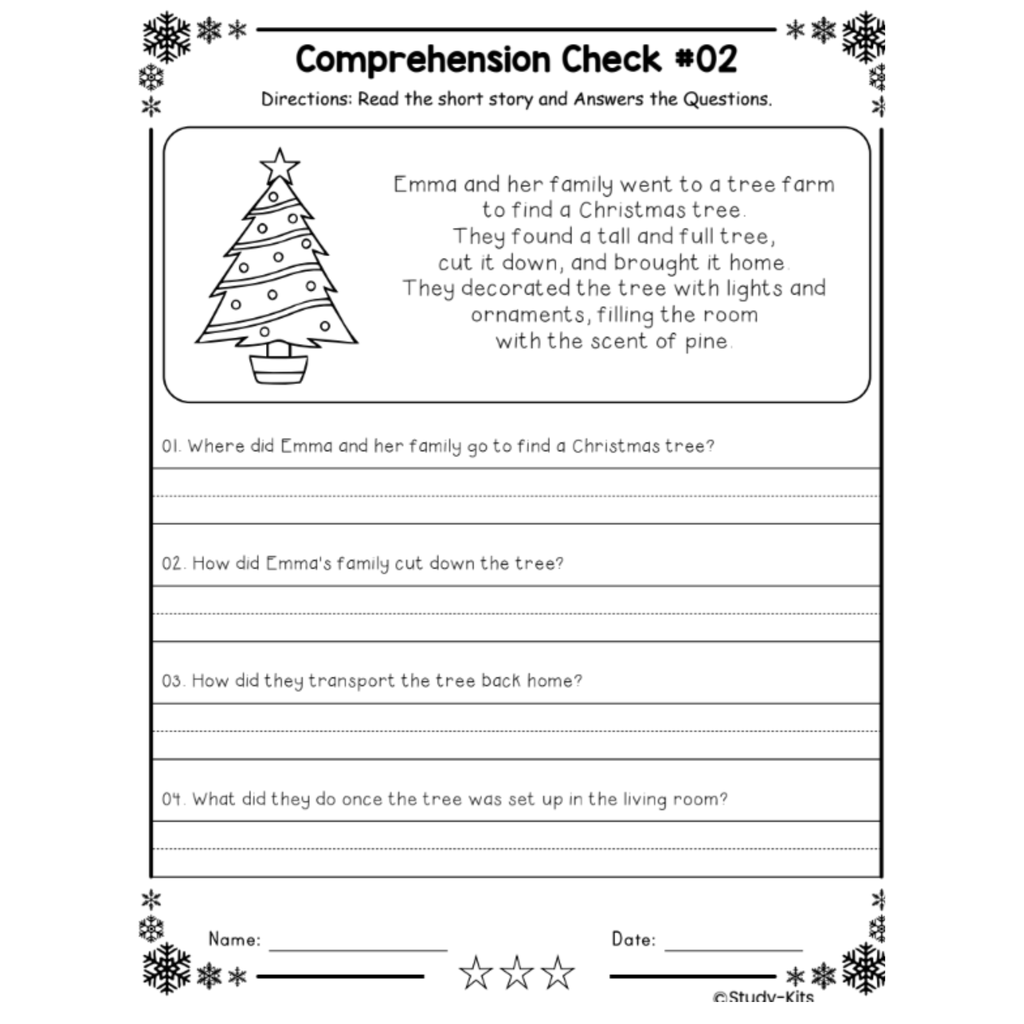 December Reading Comprehension Checks