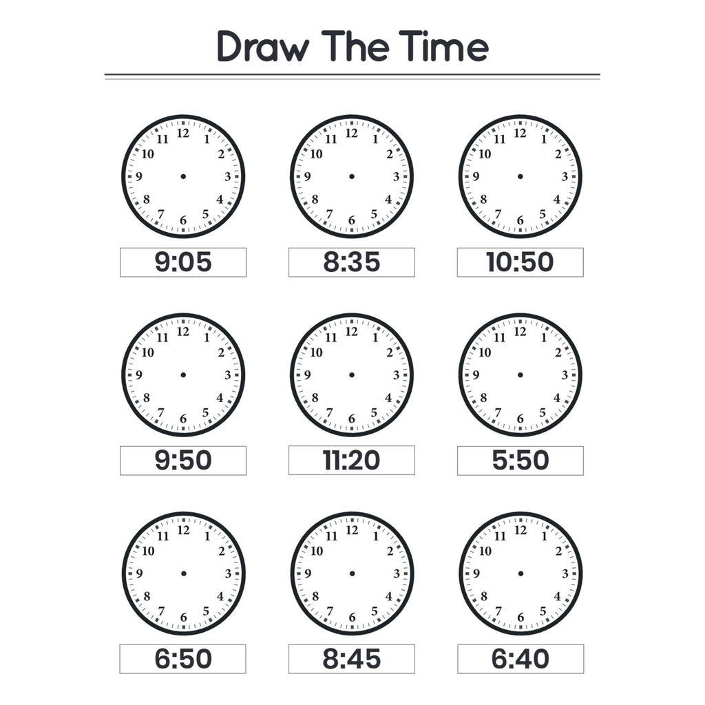Draw the Time Worksheets for Kindergarten