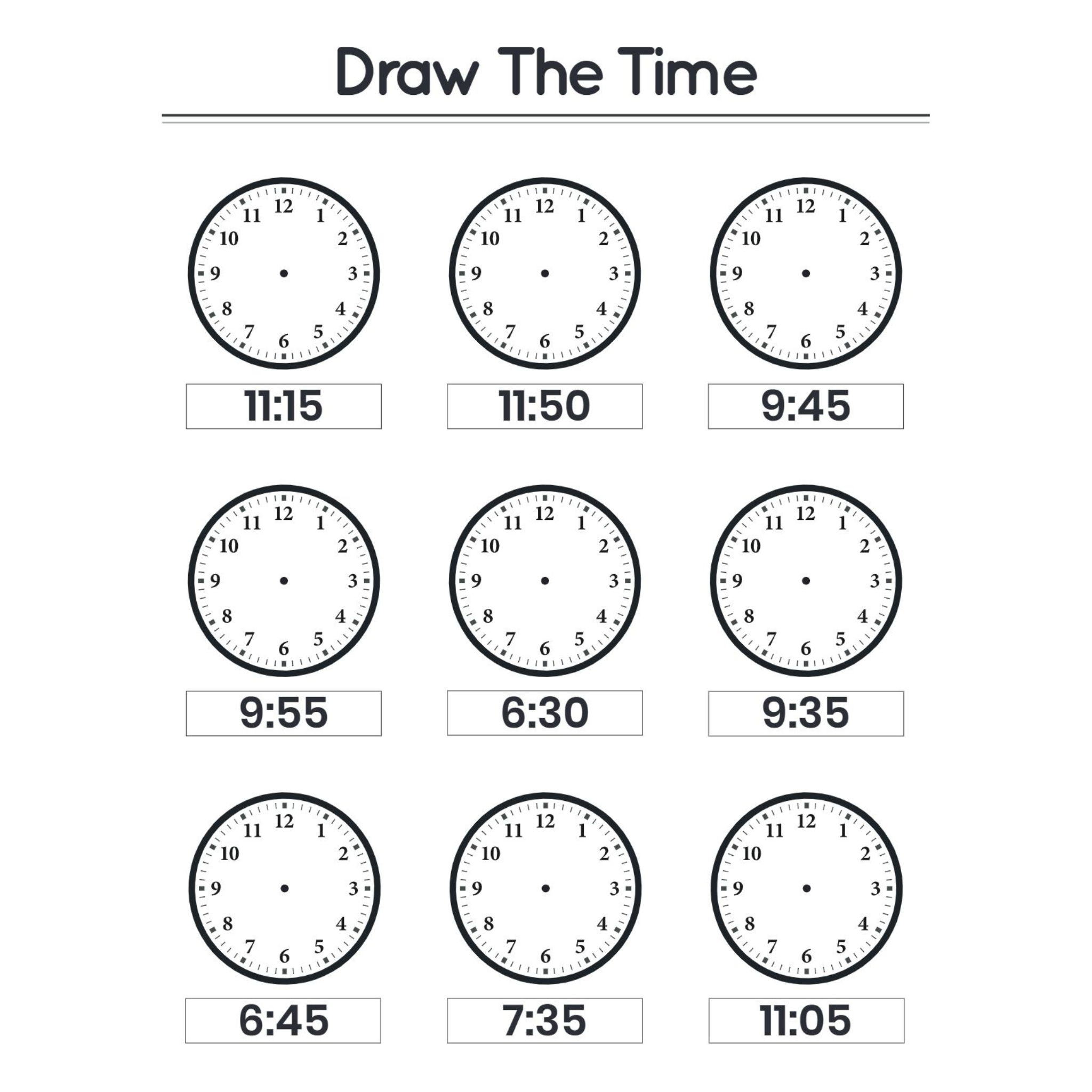 Draw the Time Worksheets for Kindergarten