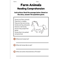 Farm Animals Reading Comprehension Worksheets