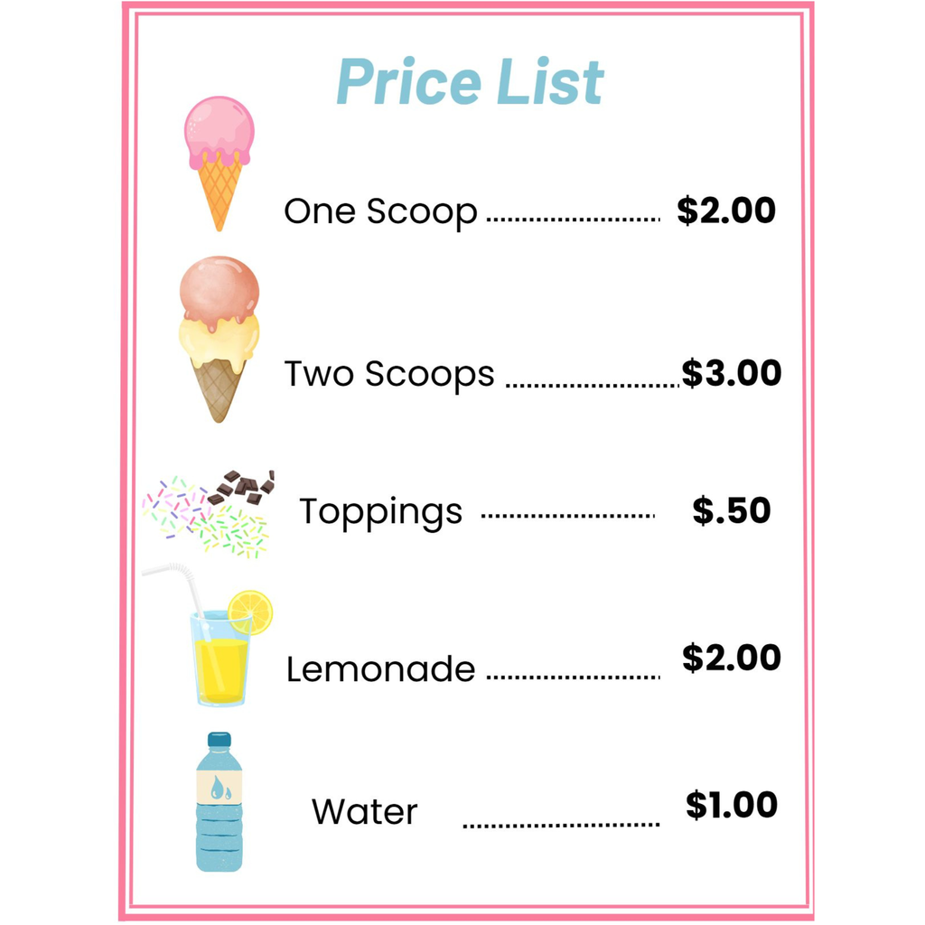 Ice Cream Shop Dramatic Play Pack