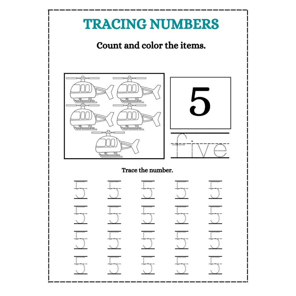 Tracing Numbers Count and Color Worksheets