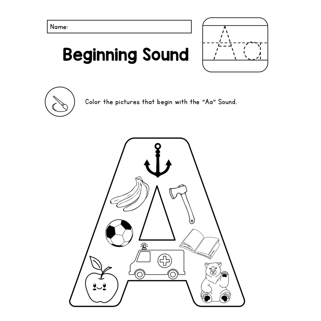 Beginning Sounds Alphabet Coloring Worksheets