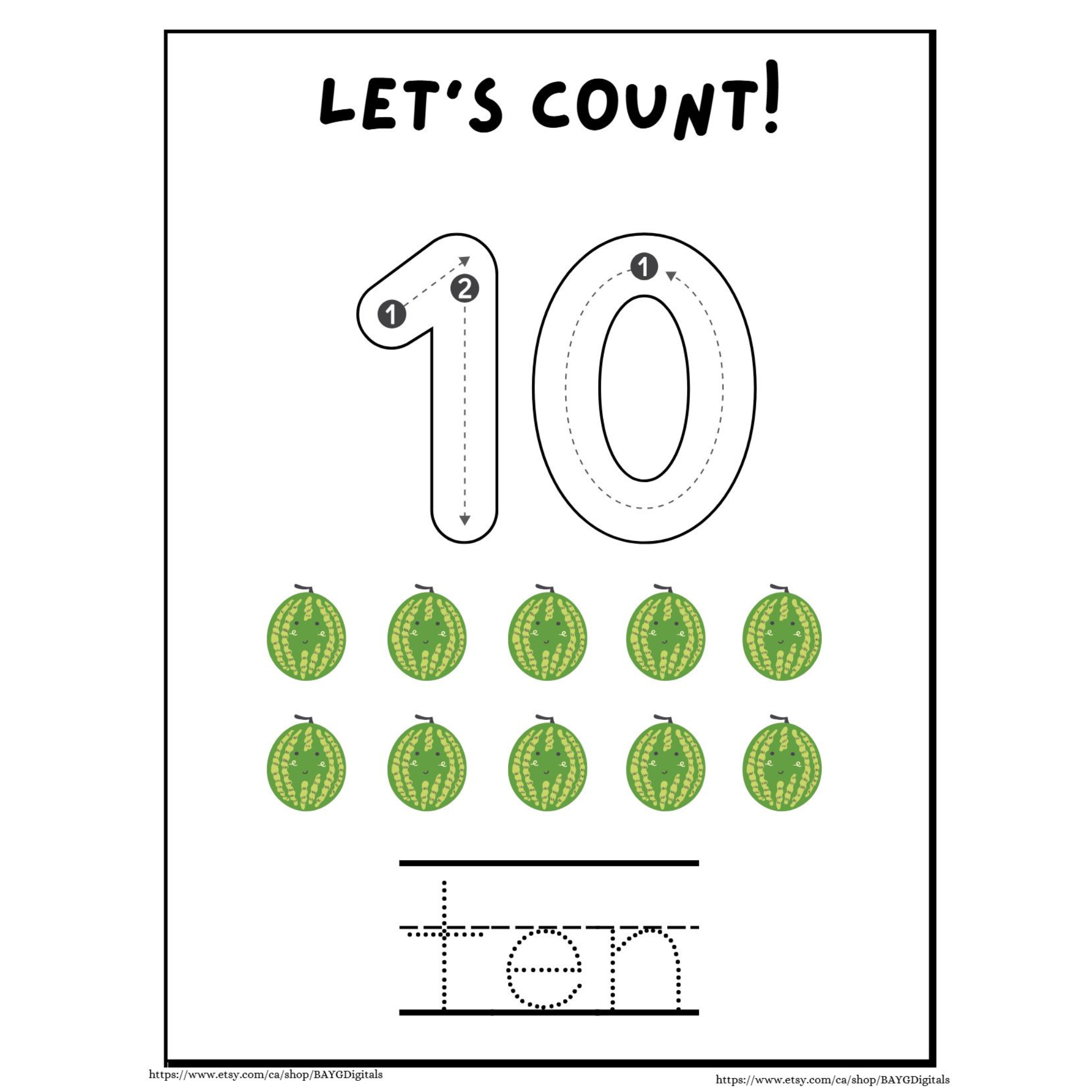 Let’s Count Number Tracing Worksheets