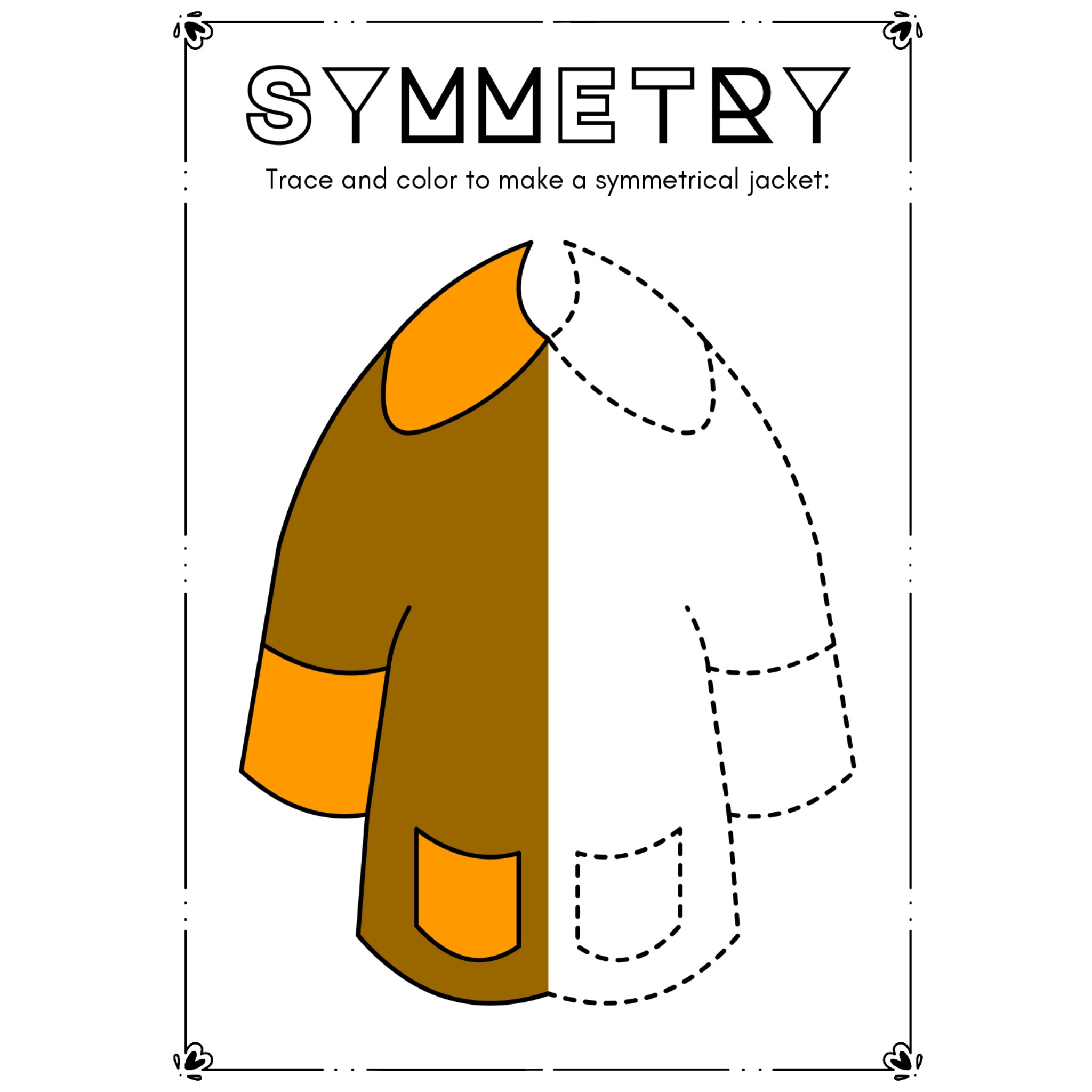 Symmetry Tracing and Coloring Worksheets