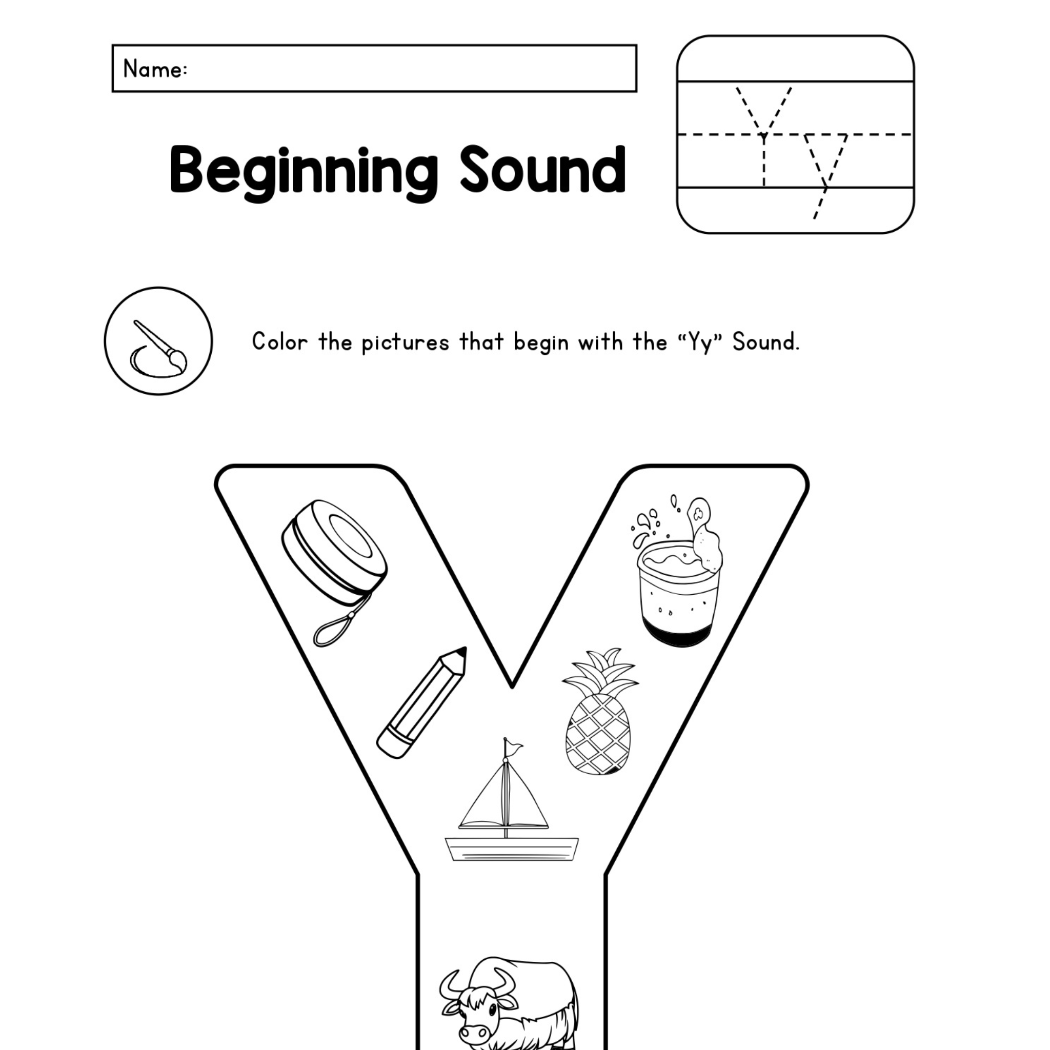 Beginning Sounds Alphabet Coloring Worksheets