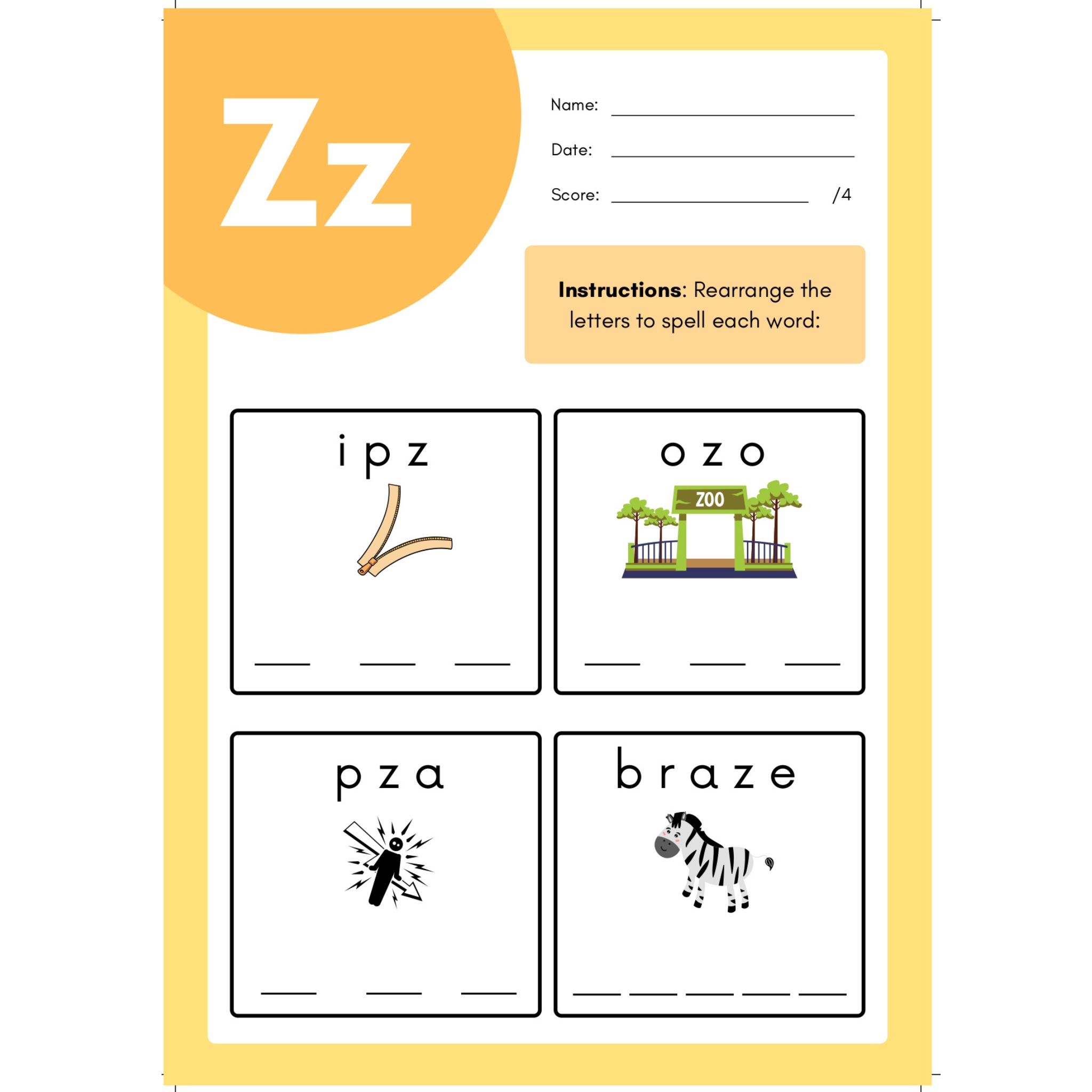 Alphabet Spelling Worksheets