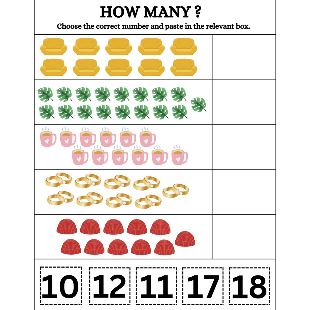 How Many Cut and Paste Counting Numbers